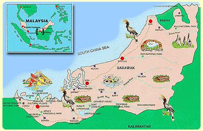 Map of Sarawak at e-borneo.com